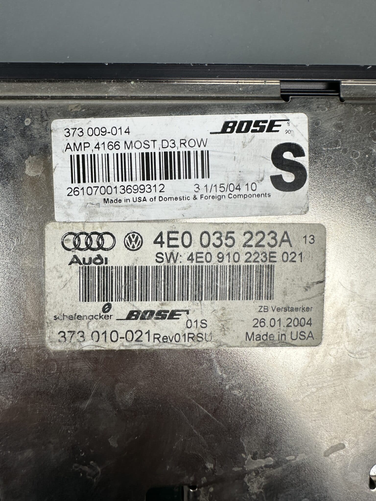 4E0035223A / 4E0910223E Audi A8 D3 4E BOSE DSP MOST Audio Amplifier 373009-014