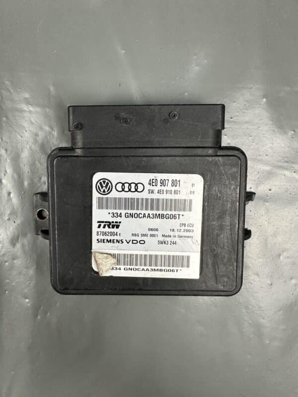 4E0907801 / 5WK3244 Audi A8 S8 D3 4E Electronic Parking Brake EPB Module – OEM Used & Tested