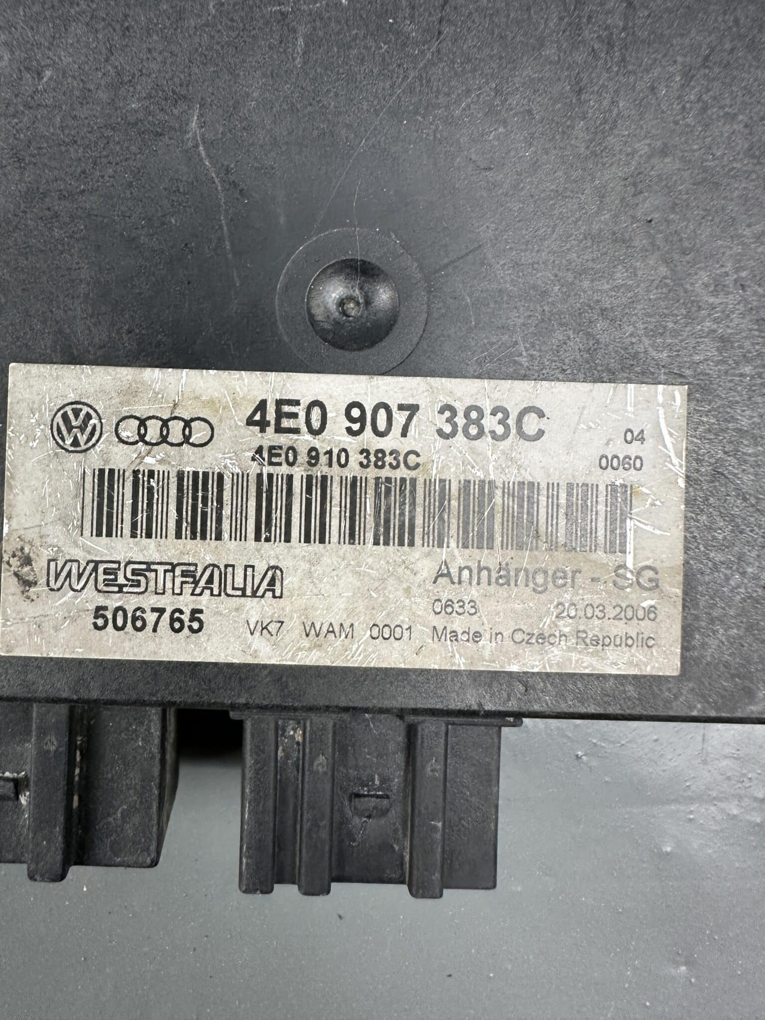 4E0907383C / 506765 Audi A8 D3 Q7 4L Westfalia Trailer Tow Module – OEM Used & Tested