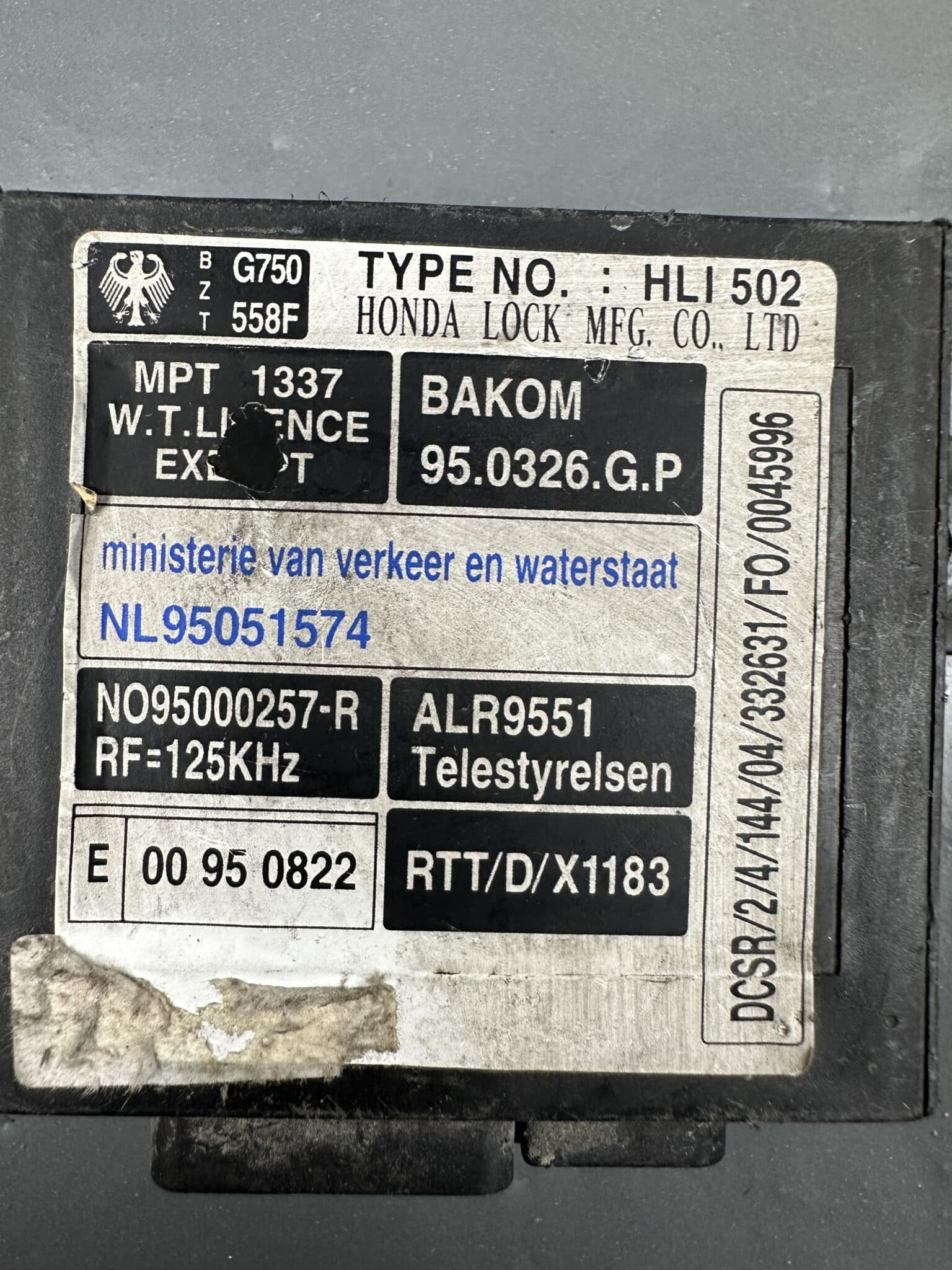 HLI 502 Honda Module récepteur de serrure immobilisateur 125kHz – Pièce d'origine, d'occasion et testée