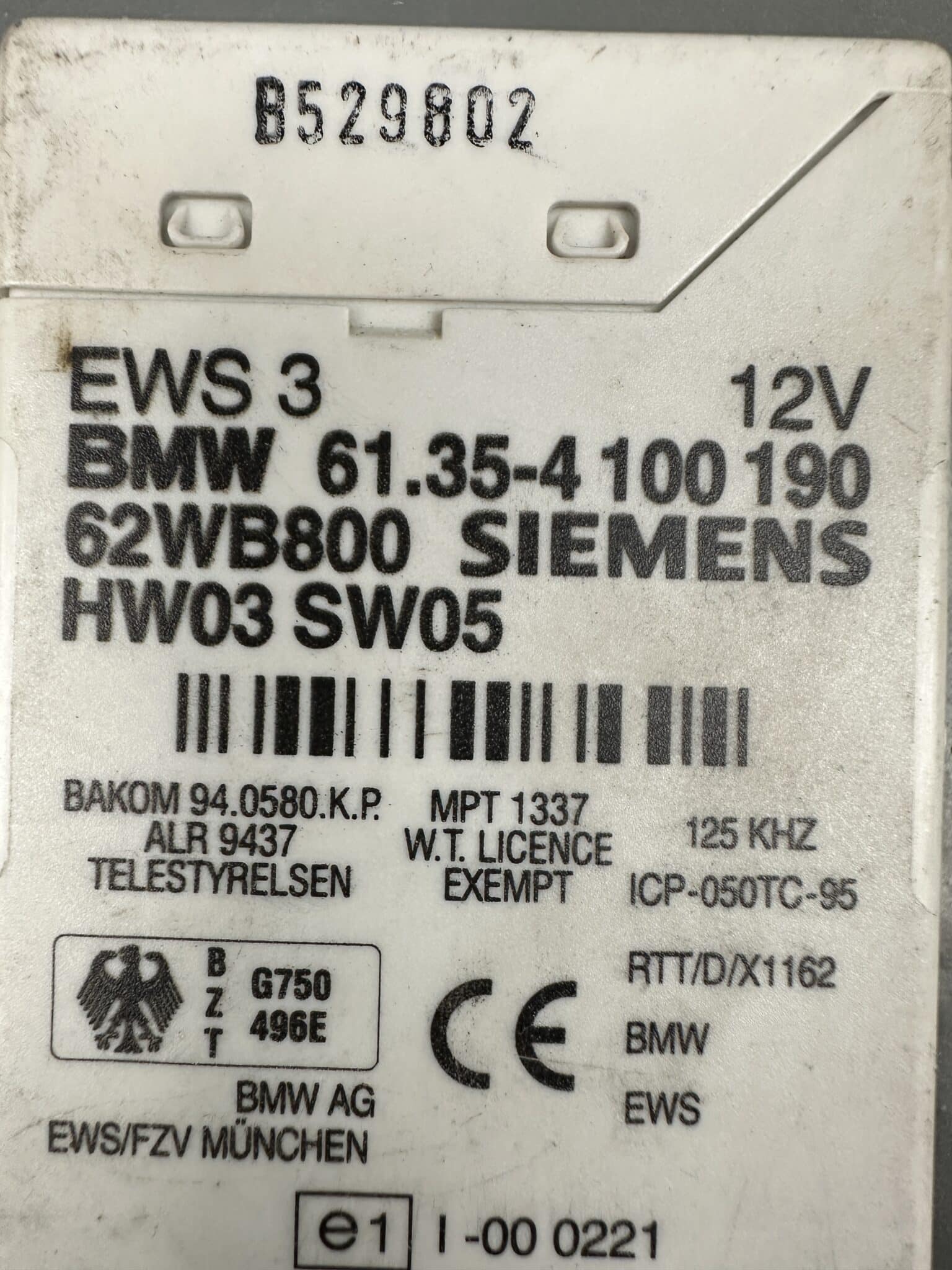 4100190 BMW E46 E39 Z3 EWS 3 блок управления иммобилайзером – оригинальный б/у, проверено