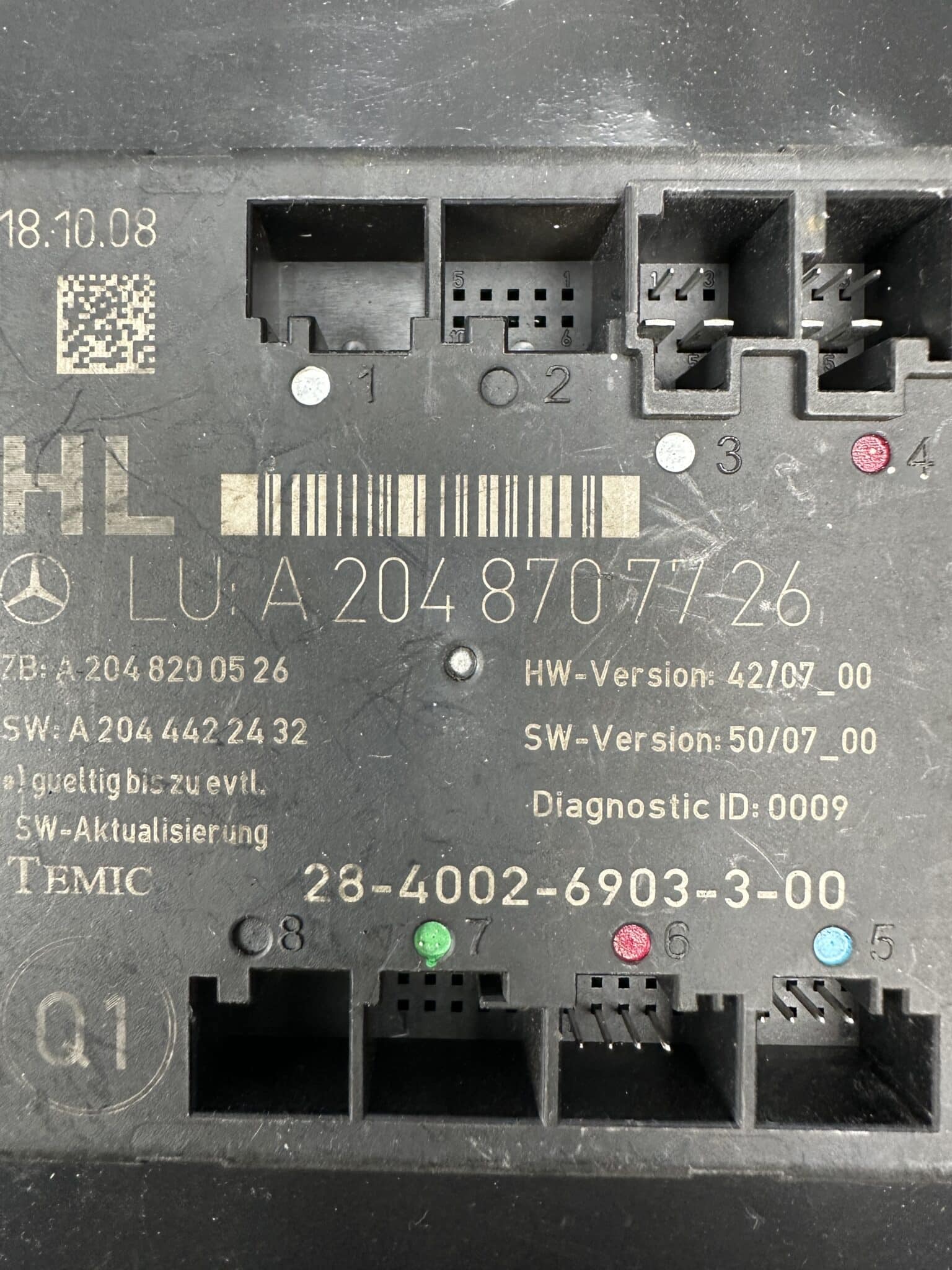 A2048707726 Mercedes W204 C-Class Rear Left Door Control Module – OEM Used & Tested